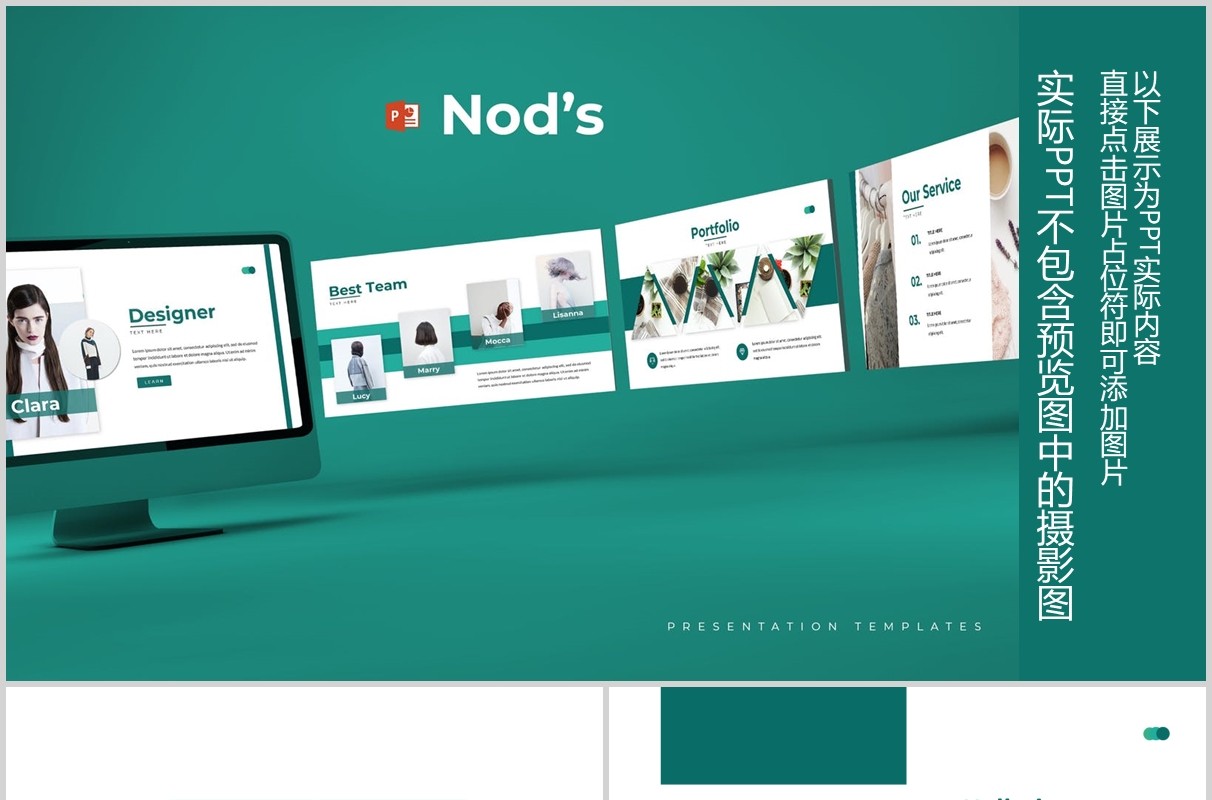 绿色公司简介企业宣传PPT模板版式设计Nod's - Powerpoint Template