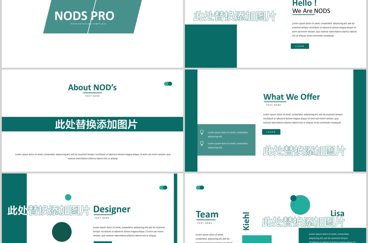 绿色公司简介企业宣传PPT模板版式设计Nod's - Powerpoint Template