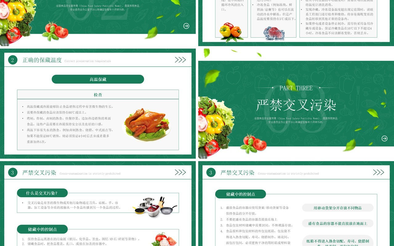绿色简约风2023年食品安全培训周PPT模板