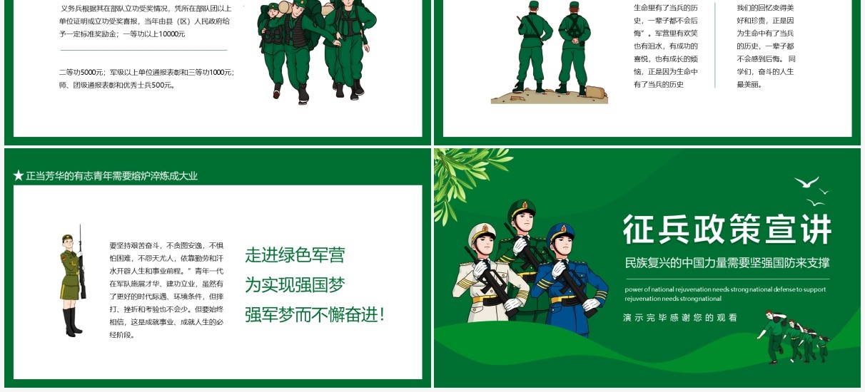 征兵政策宣讲民族复兴的中国力量需要坚强国防来支撑动态PPT模板