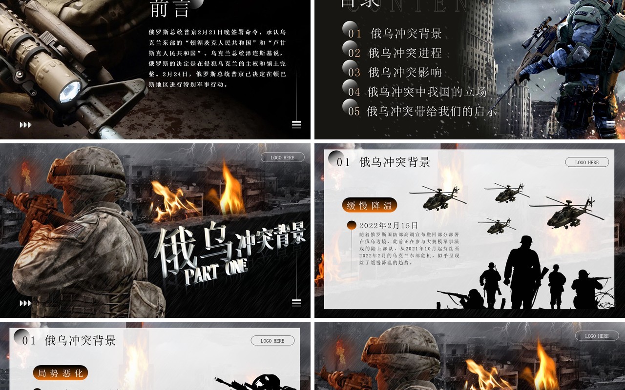 黑色俄乌冲突专题学习解读PPT模板
