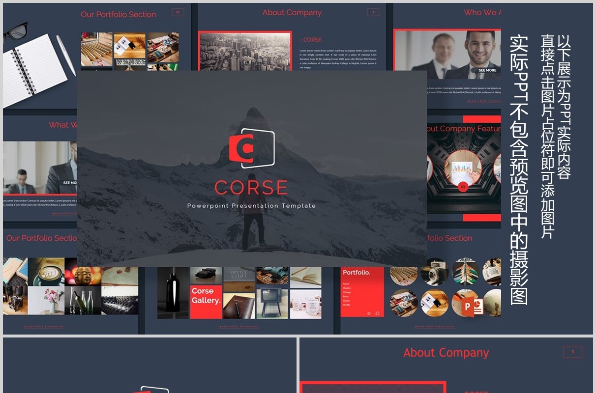 高端深色SWOT产品分析展示策划项目PPT模板Corse Powerpoint Template