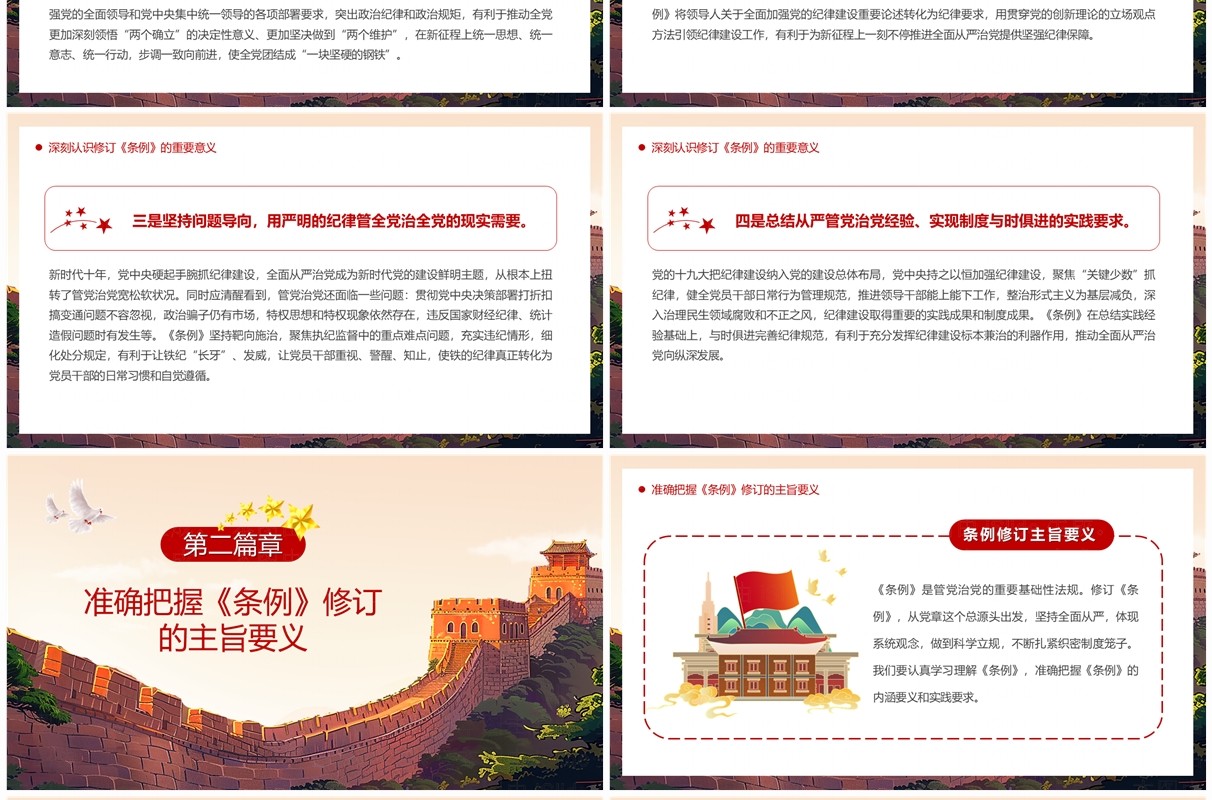 红色简约风以严明纪律推进党的自我革命PPT模板