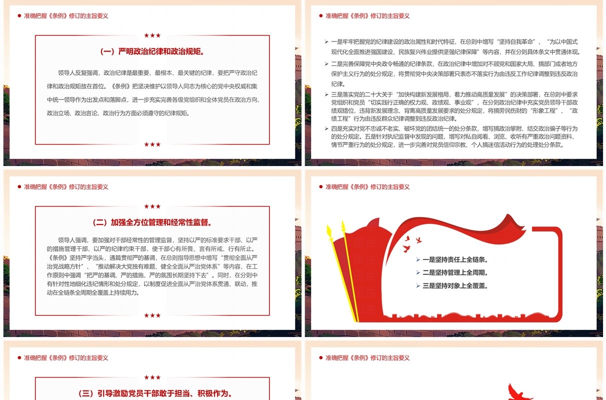 红色简约风以严明纪律推进党的自我革命PPT模板