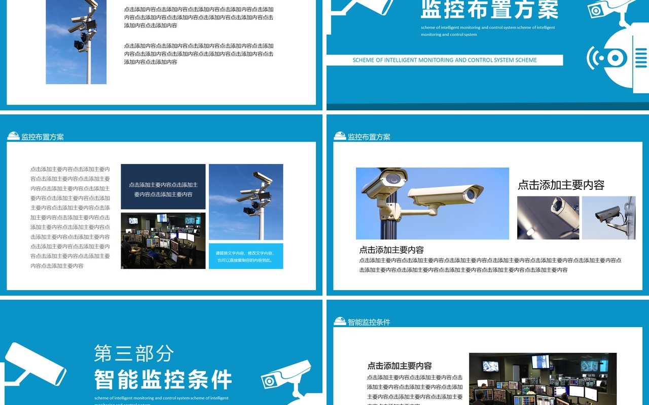 智能监控防控设置布置系统方案动态PPT模板