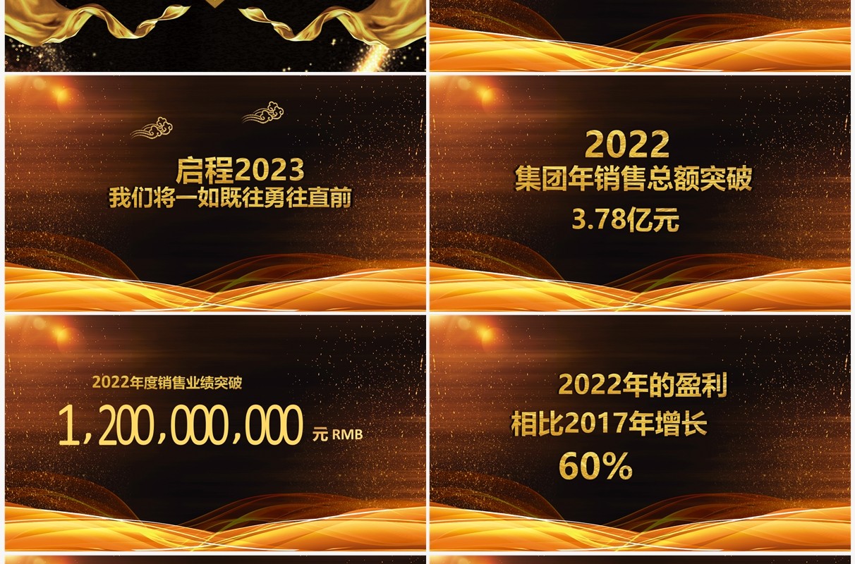 金色大气震撼企业年会文艺演出颁奖晚会PPT模板