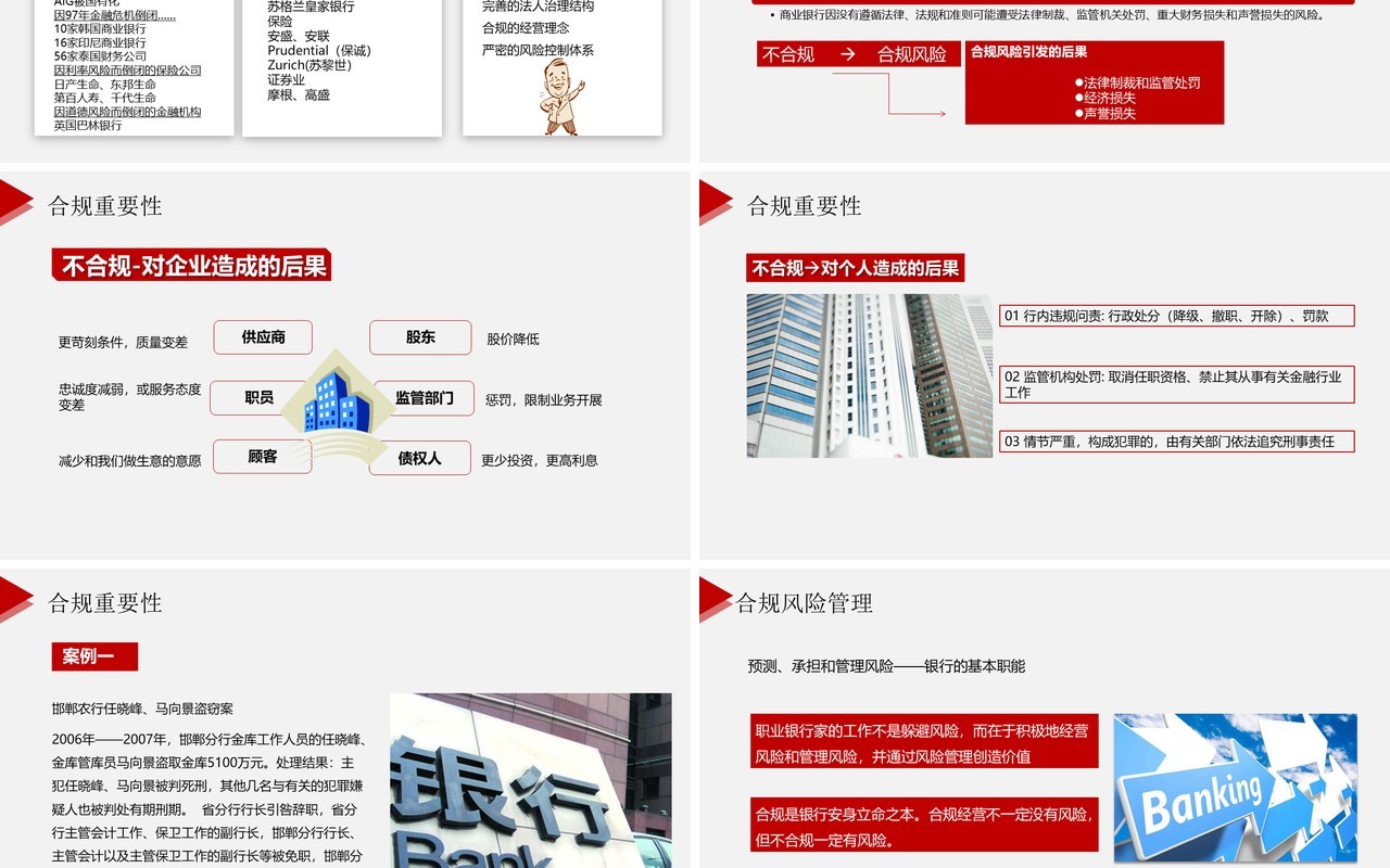 简约红色银行新员工合规内控管理培训PPT模板