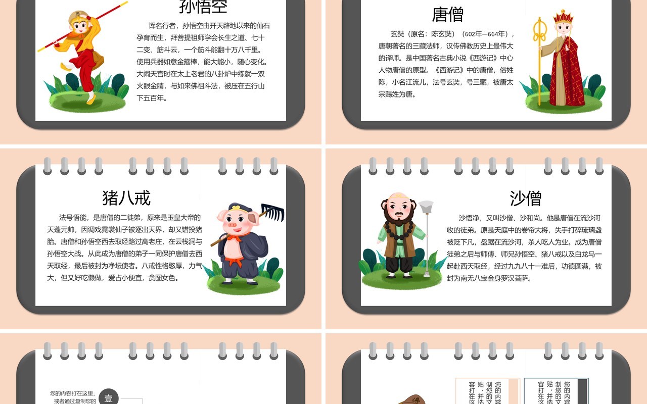 四大名著西游记读书笔记PPT模板