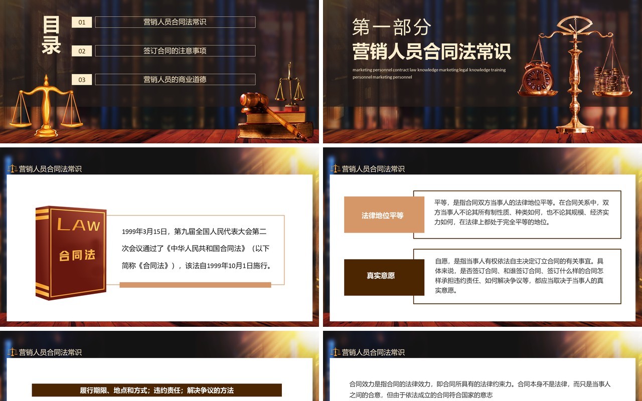 营销人员合同法常识营销法律知识培训动态PPT模板