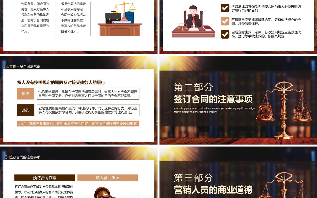 营销人员合同法常识营销法律知识培训动态PPT模板