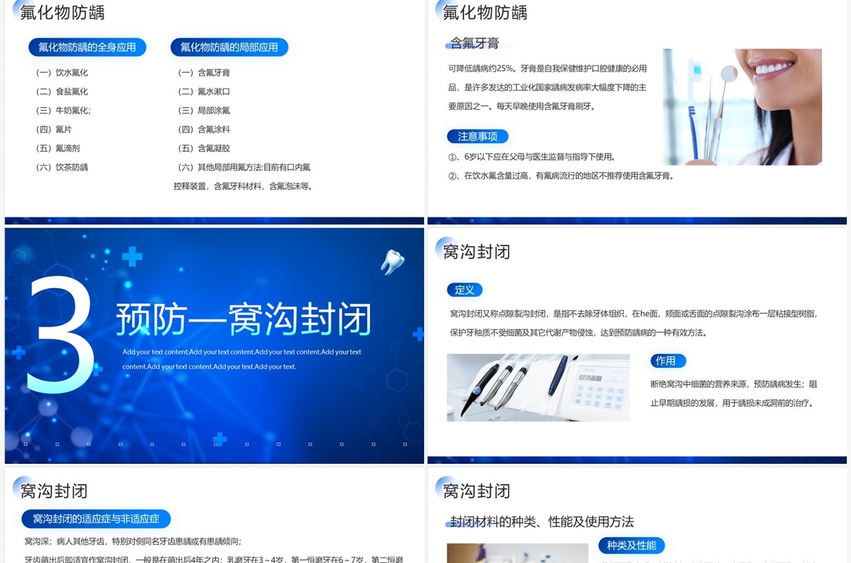 蓝色简约风口腔预防医学PPT模板