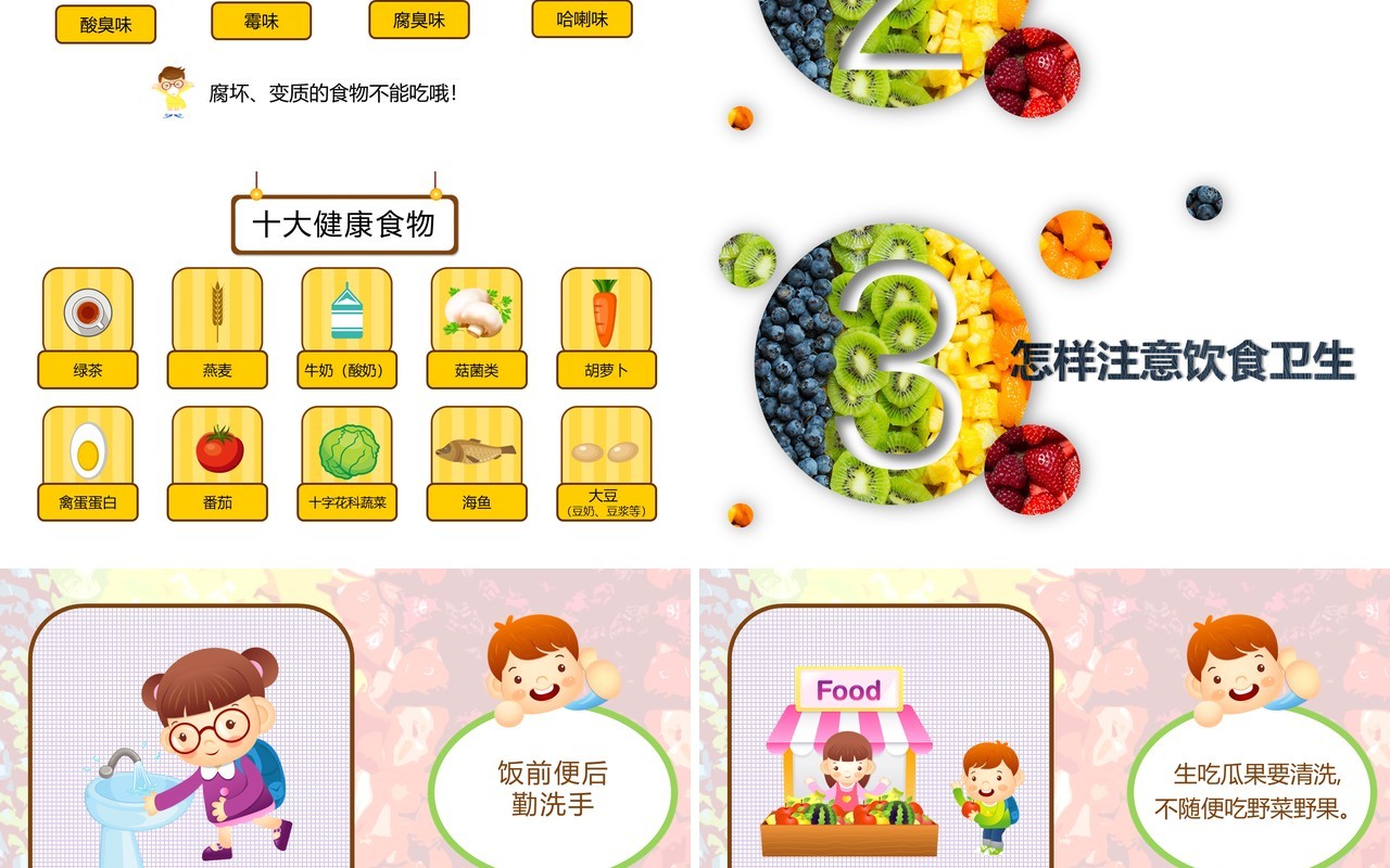 舌尖上的食品安全教育主题PPT模板