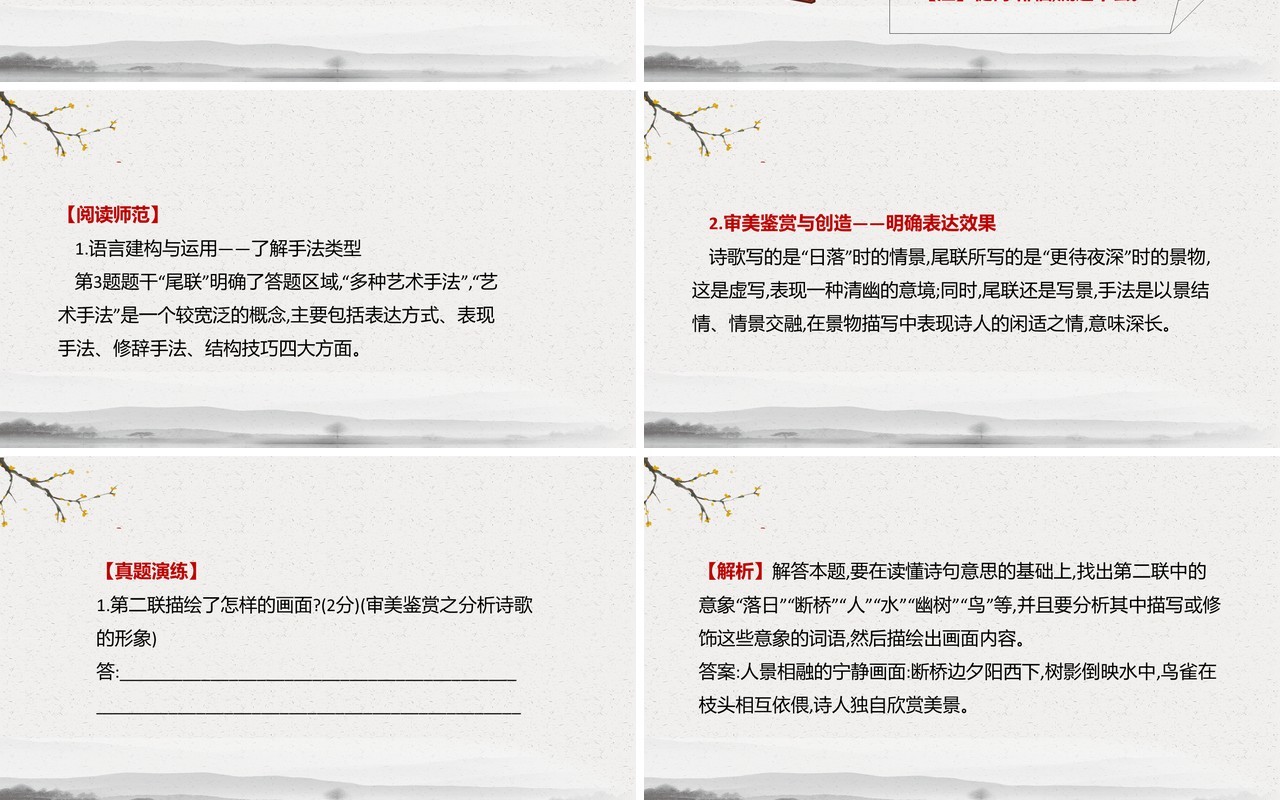 部编版高中语文必修一赏析诗歌的艺术手法课件PPT模板