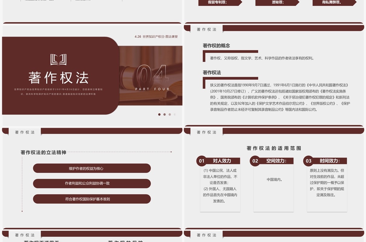 棕色简约风世界知识产权日PPT模板