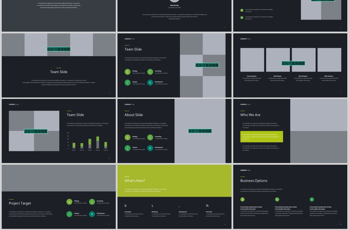 红黄蓝绿四个公司简介PPT模板KEY模板COMPANY Profile GREEN
