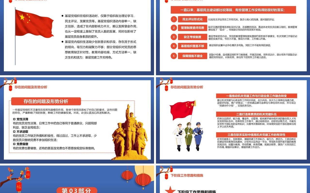 蓝色党政党建年终工作总结计划PPT模板