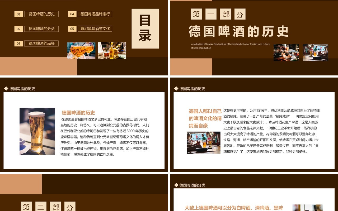 德国啤酒外国饮食文化介绍动态PPT模板