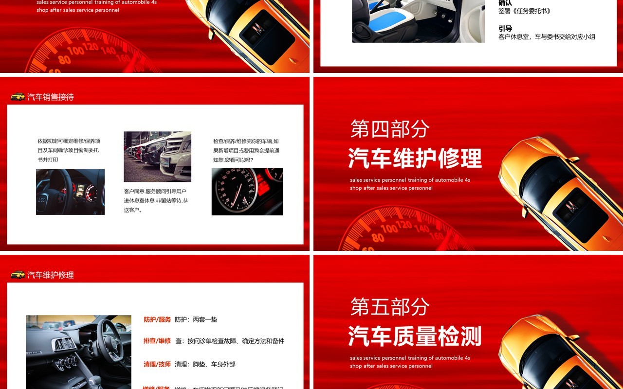 红色4S店汽车售后服务管理培训动态PPT模板
