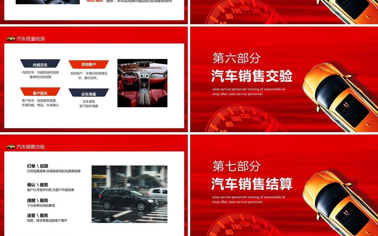 红色4S店汽车售后服务管理培训动态PPT模板