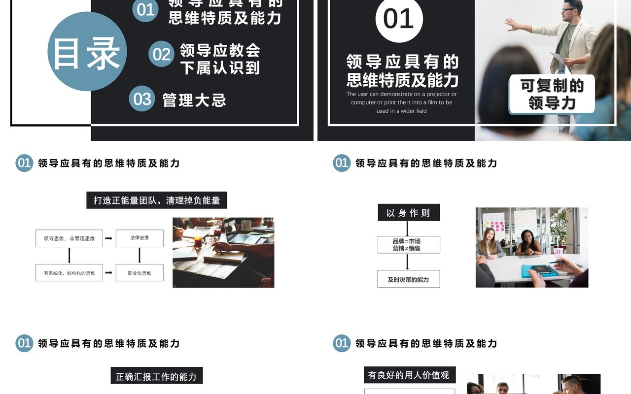 2021商务风领导力培训可复制的领导力教育培训通用PPT模板
