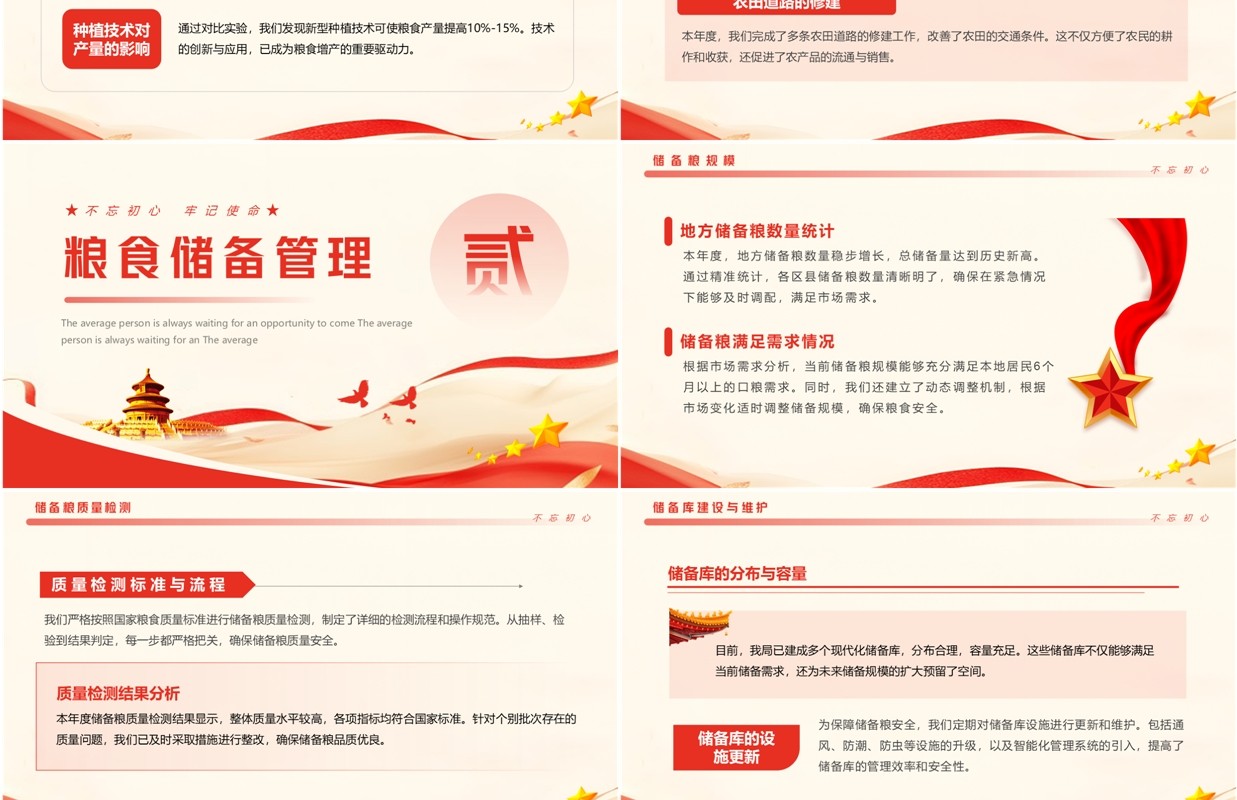 红色简约风粮食局工作总结汇报PPT模板