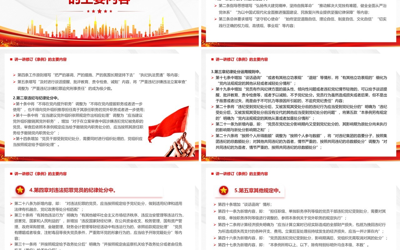 红色党政风党纪学习教育宣讲提纲PPT模板模板