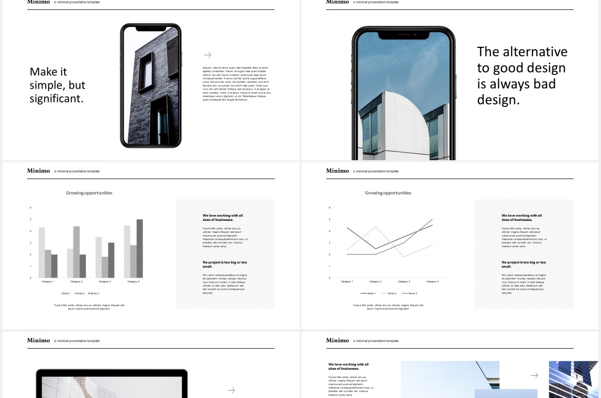 现代商务简约公司宣传PPT模板minimo modern minimal powerpoint template