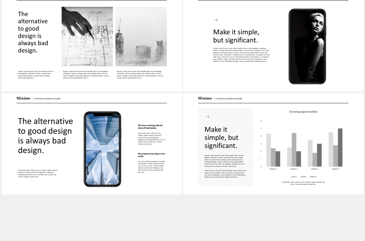 现代商务简约公司宣传PPT模板minimo modern minimal powerpoint template