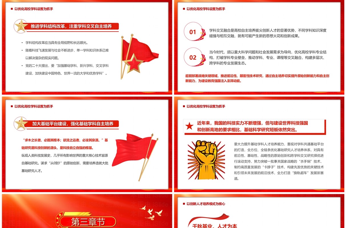 红色党政风解读人才自主培养机制PPT模板