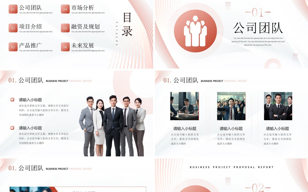 玫瑰金简约风商业项目计划书报告PPT模板