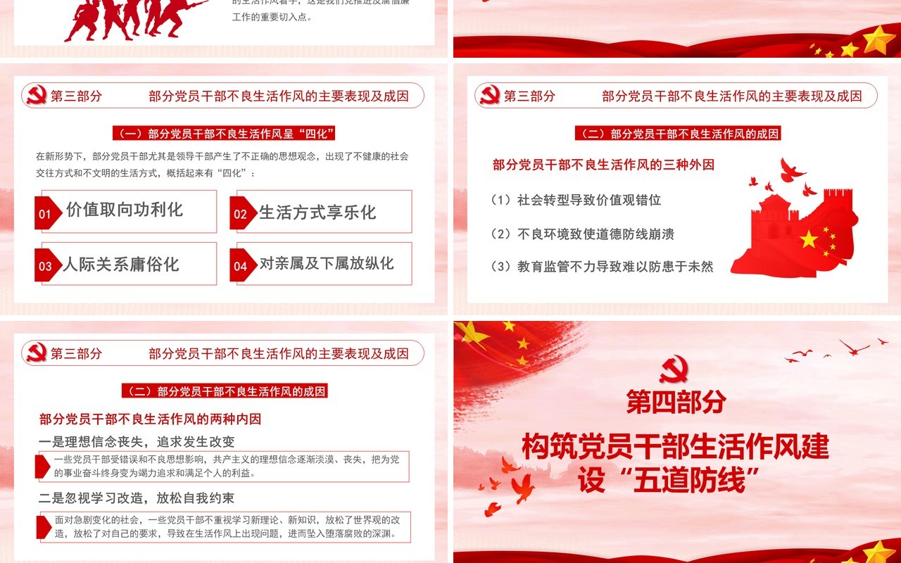 红色党政风锲而不舍抓作风永不放松严党纪党建党课通用PPT模板