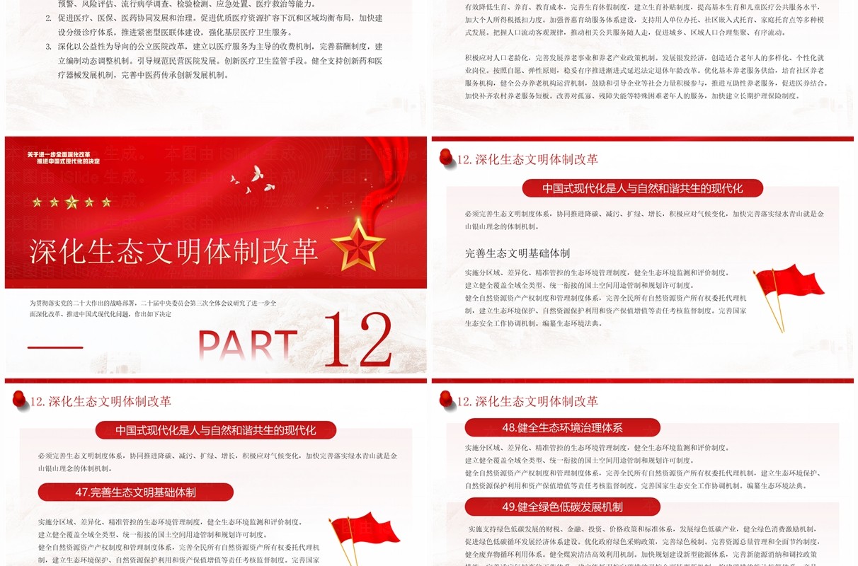 红色全面深化改革推进中国式现代化PPT模板