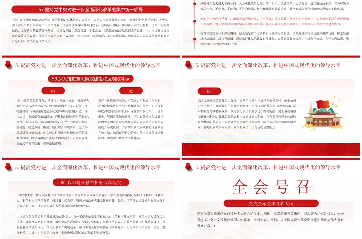 红色全面深化改革推进中国式现代化PPT模板