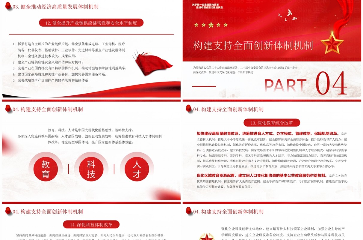 红色全面深化改革推进中国式现代化PPT模板