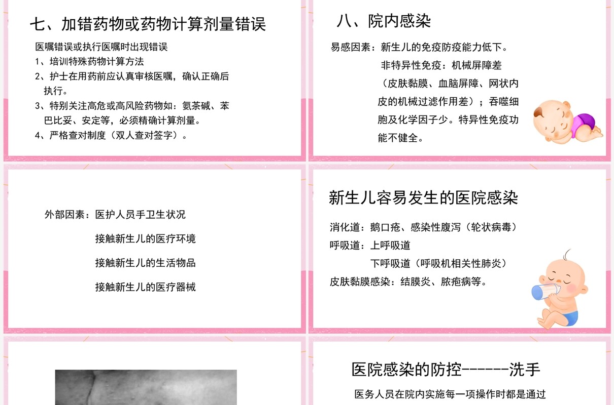 粉色新生儿病房的护理安全管理PPT模板