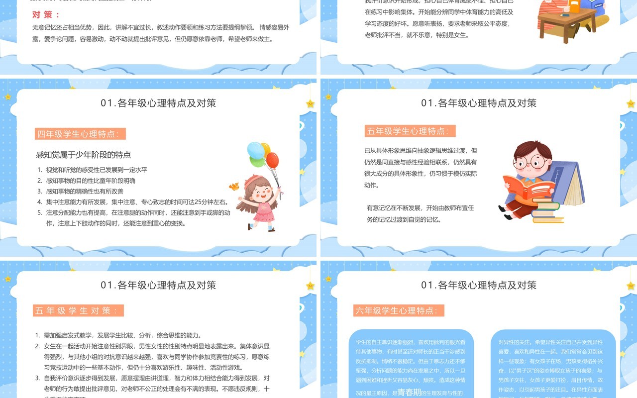 蓝色卡通关爱学生心理健康讲座PPT模板