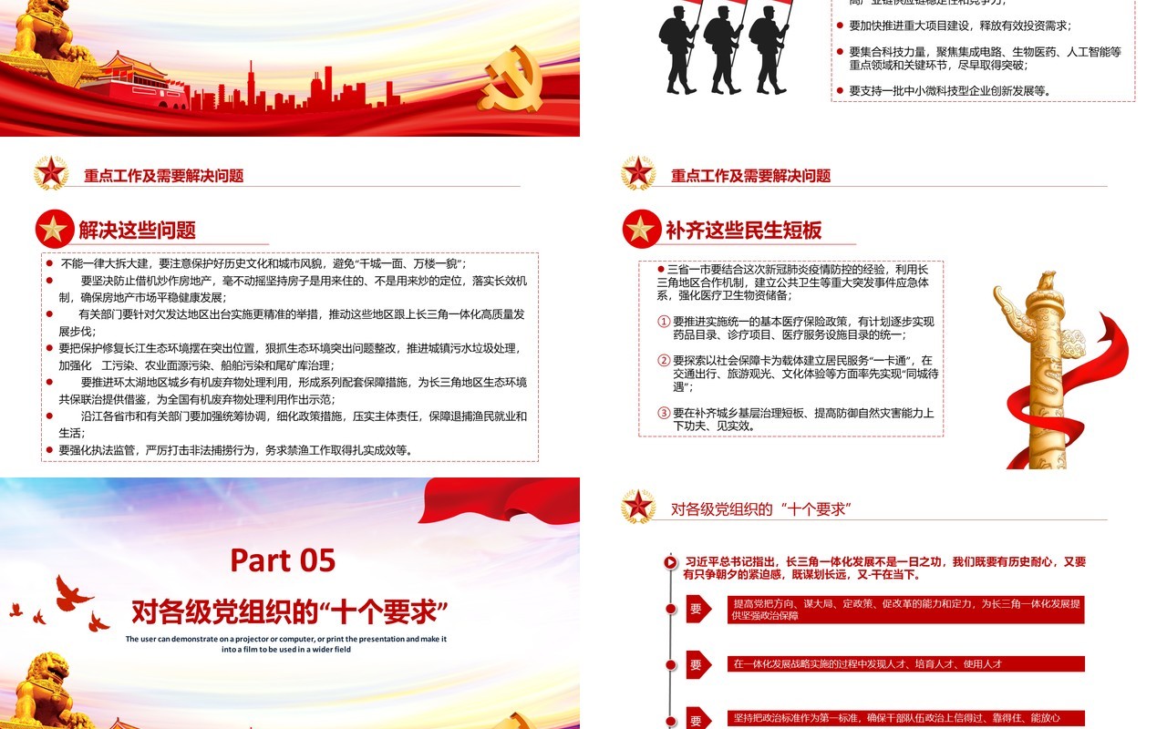 红色党政党建深入理解长江三角洲区域一体化发展战略党课PPT模板
