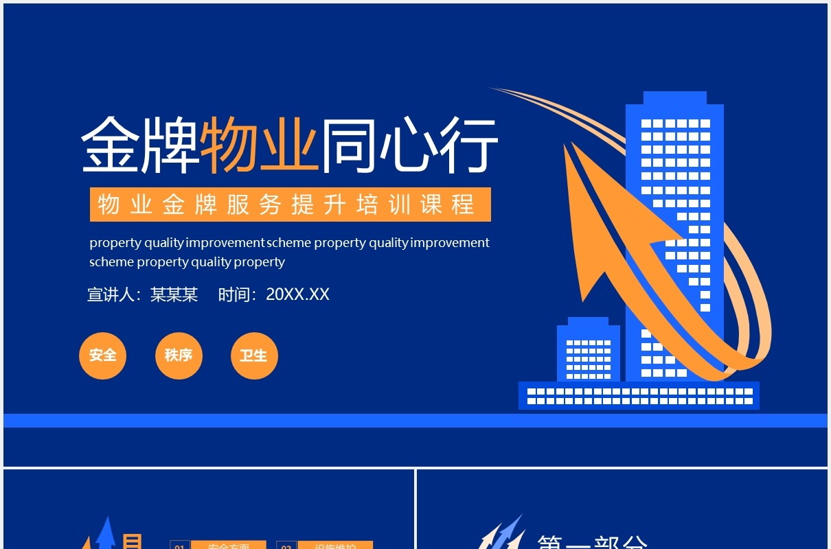 物业金牌服务同心行提升培训动态PPT模板