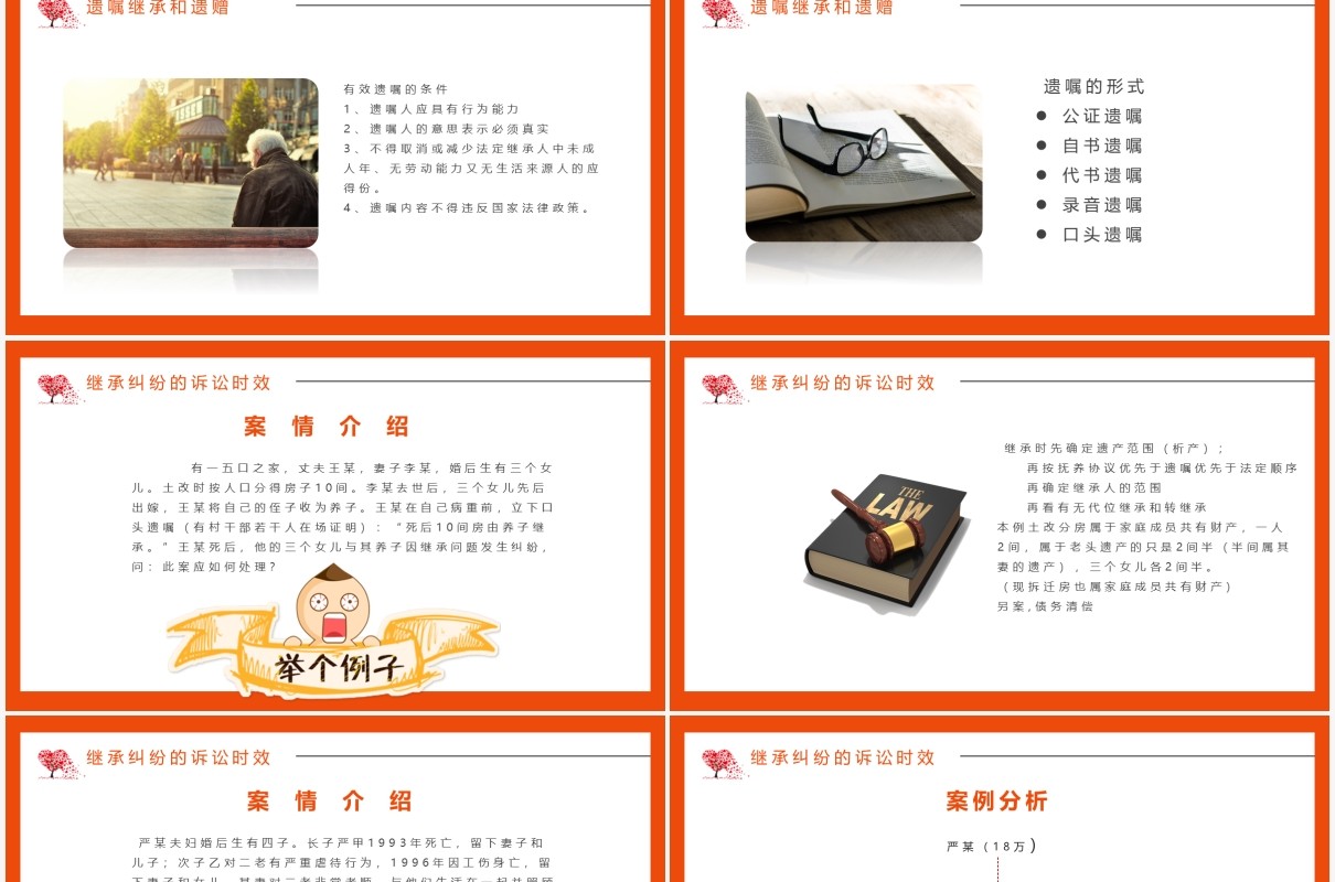极简风橘色剪影婚姻家庭法律规范继承法PPT模板