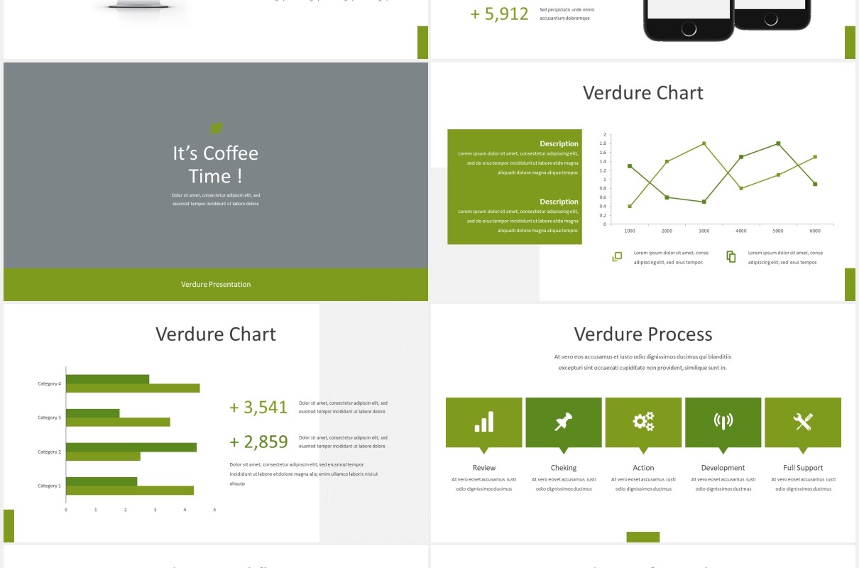 绿色图片排版设计PPT模板Verdure - Business Powerpoint Template