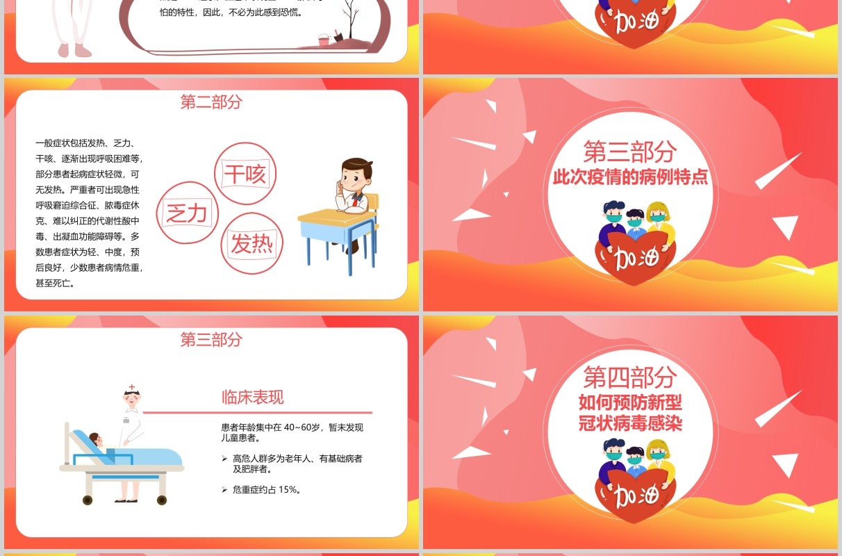 红色新型冠状病毒感染肺炎预防知识主题班会PPT课件模板