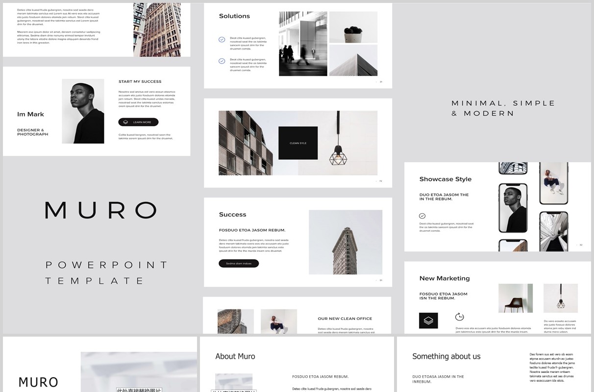 超实用简约图片排版PPT模板KEY模板MURO Powerpoint Keynote