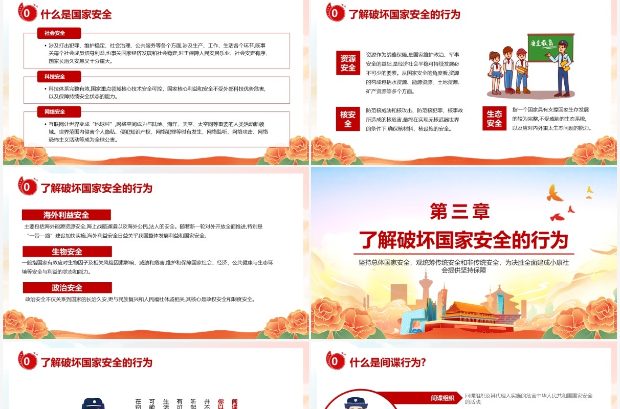 橙色中国风国家安全教育日主题班会PPT模板