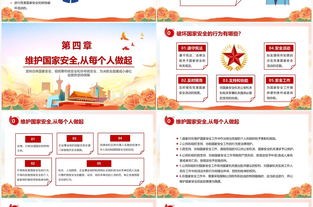 橙色中国风国家安全教育日主题班会PPT模板