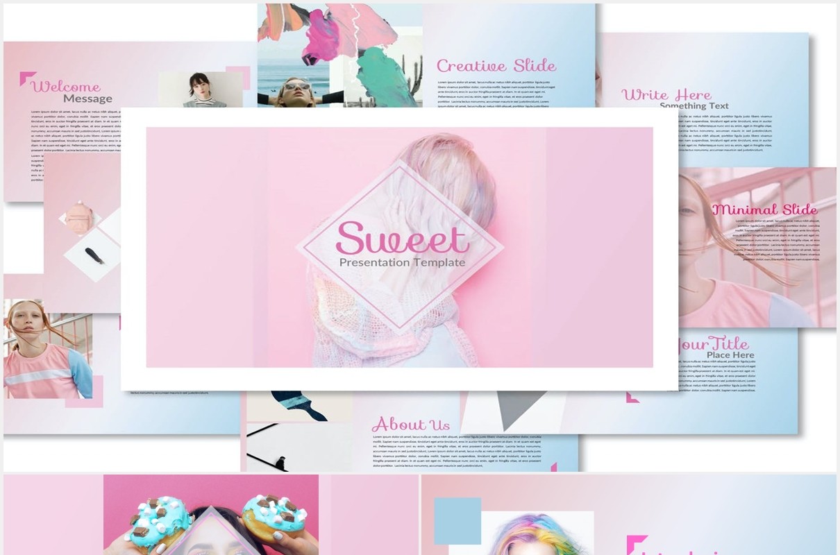 甜蜜图片作品展示PPT模板Sweet Powerpoint Template