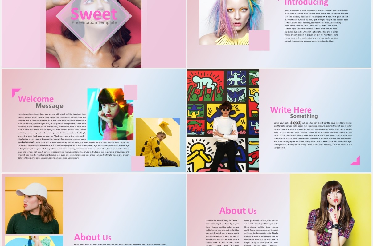 甜蜜图片作品展示PPT模板Sweet Powerpoint Template