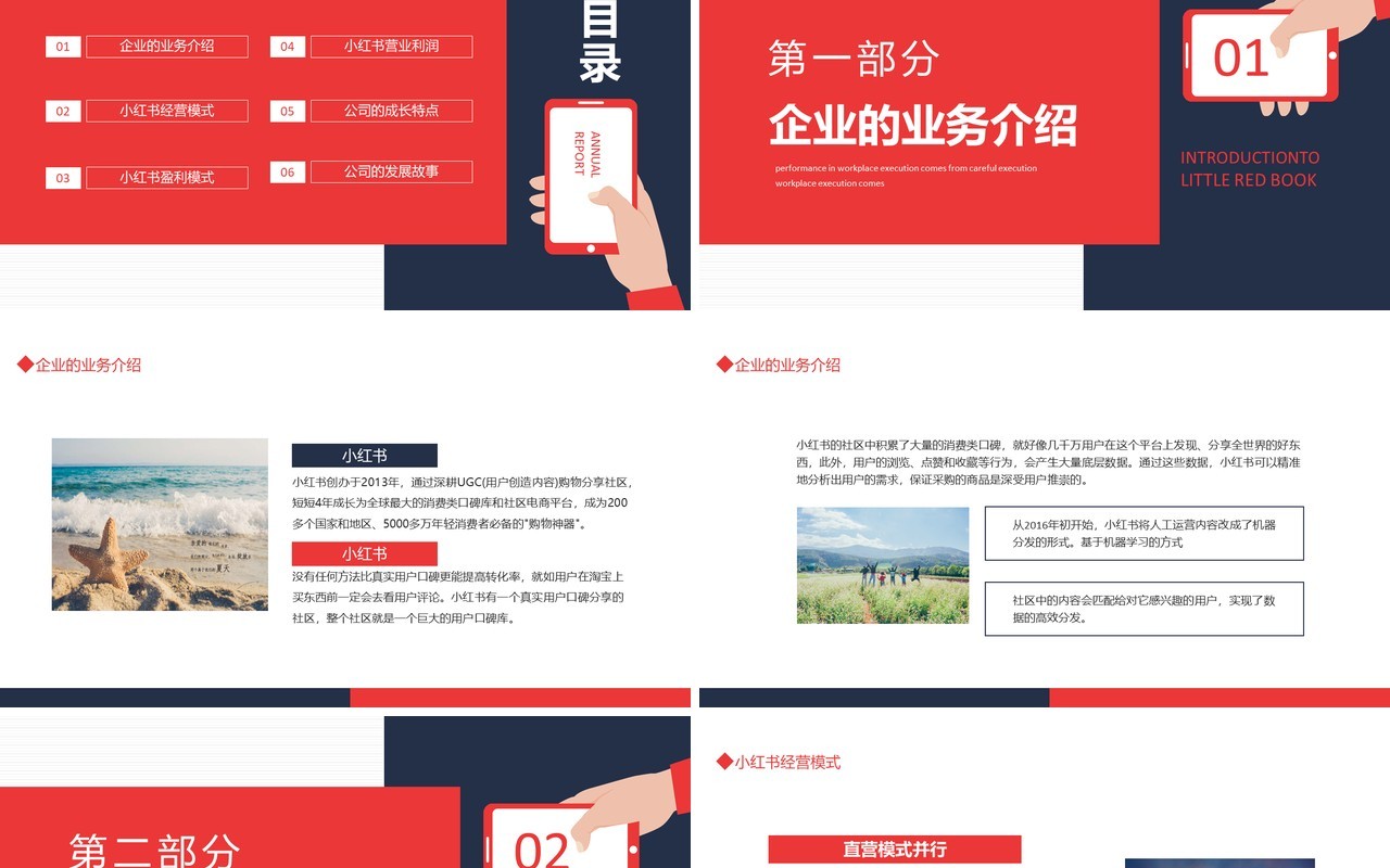 小红书介绍动态PPT模板