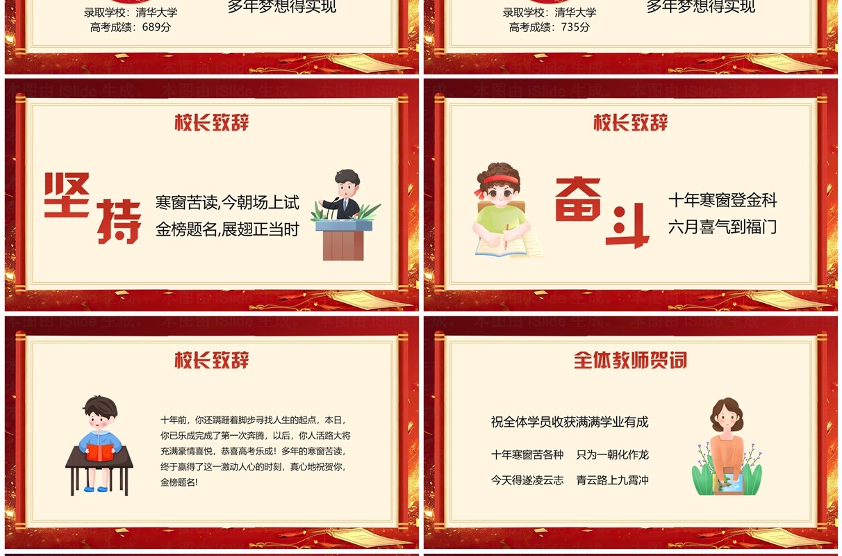 红金大气高考金榜题名贺报PPT模板