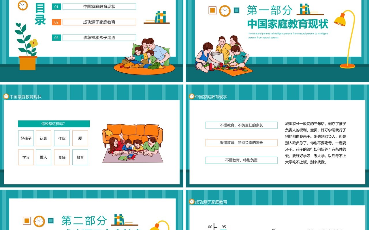 家庭教育从自然型父母向智慧型父母转变动态PPT模板