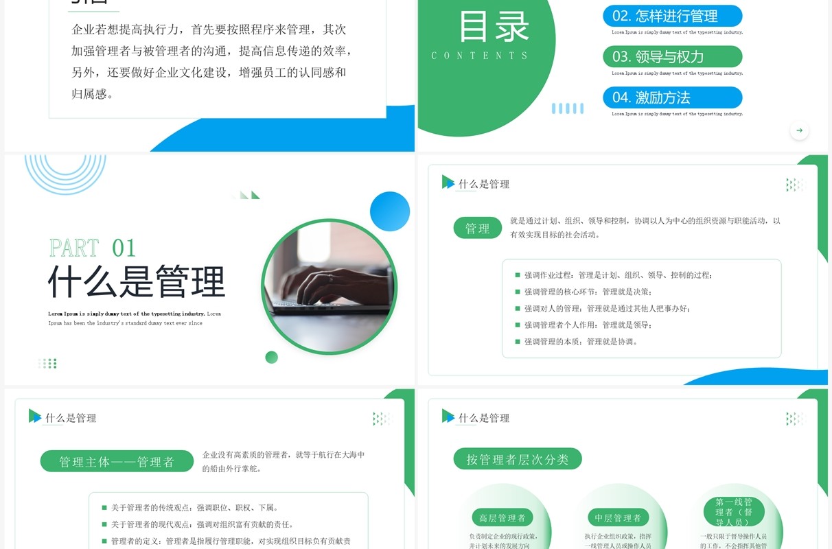 绿色商务风企业高效员工管理培训PPT模板